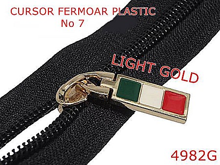 Cursori fermoar plastic - 4982G/Cursor pentru fermoar spiralat plastic-no 7--zamac--gold light-----