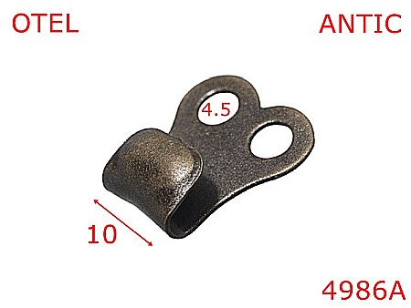 Accesorii metalice pentru marochinarie - 4986A/Carlig bocanc fixare dubla -10-mm-otel--antic-21 D 7----