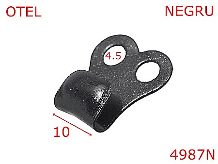 Accesorii metalice pentru marochinarie - 4987N/Carlig bocanc fixare dubla -10-mm-otel--negru-21 D 6----