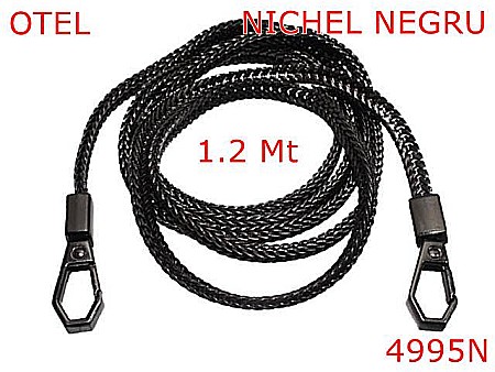 Lant poseta - 4995N/Lant metalic cu carabine 1.2 mt-120-mm-otel--nichel negru-13F11----
