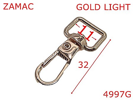 Carabine poseta - 4997G/Minicarabina pentru plicuri sau mica marochinarie-11-mm-zamac--gold light-5Y8----