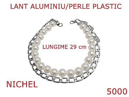 Accesorii metalice pentru marochinarie - 5000/Lant ornamentat cu perle penru ncaltaminte-290-mm-aluminiu--nichel-----