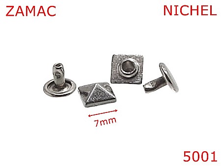 Piramide - 5001/Ornament  piramidal cu rivet pentru fixare-7-mm-zamac--nichel-Ai12-Ai13-Ai14----