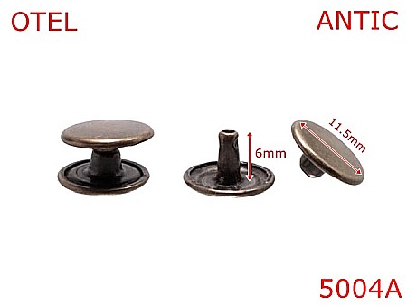 Capse rapide - 5004A/Capsa rapida picior scurt pentru pielarie-11.5-mm-otel--antic-16C20----