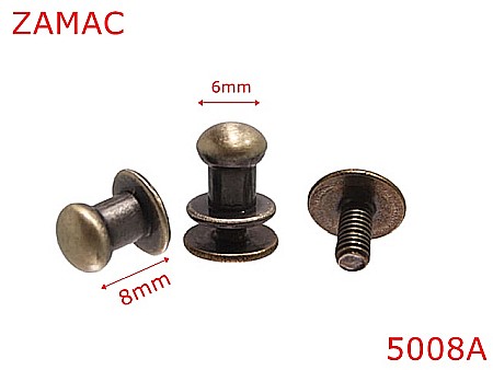 Accesorii metalice pentru marochinarie - 5008A/Ciupercuta opritoare  pentru pielarie-6-mm-zamac--antic-AJ17-AJ18----