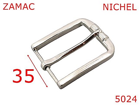 Catarame - 5024/Catarama metalica clasica pentru pantaloni-35-mm-zamac--nichel-----