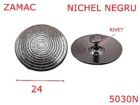Accesorii metalice pentru marochinarie - 5030N/Ornament disc pentru marochinarie  incaltaminte-24-mm-zamac--nichel negru-21 C 1----