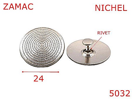 Accesorii metalice pentru marochinarie - 5032/Ornament disc pentru marochinarie  incaltaminte-24-mm-zamac--nichel-21 B 6----