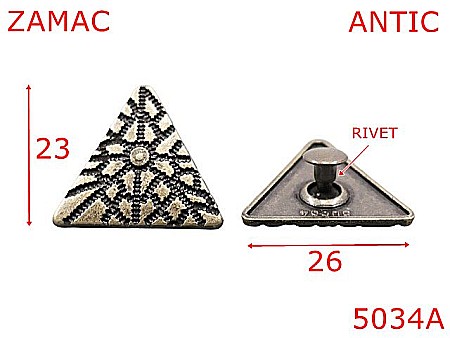 Accesorii metalice pentru marochinarie - 5034A/Ornament disc pentru marochinarie  incaltaminte-26-mm-zamac--antic-21 B 5----