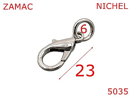 Carabine poseta - 5035/Minicarabina cu inel de sustinere-23-mm-zamac--nichel--k24-k23-J22-J23---