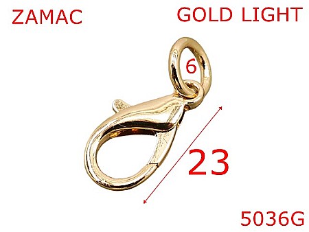 Carabine poseta - 5036G/Minicarabina cu inel de sustinere-23-mm-zamac--gold light-i 21-22-23-24----