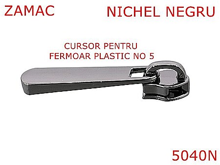 Cursori fermoar plastic - 5040N/Cursor fermoar plasti pentru marochinarie-No5--zamac--nichel negru-----