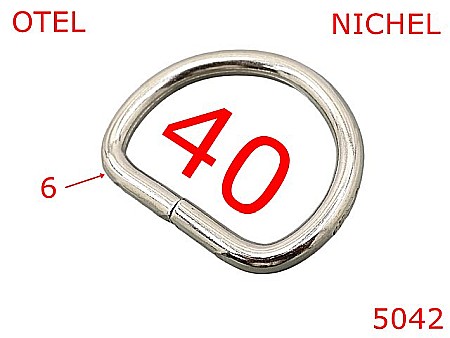 Inele D - 5042/Inel D pentru confectii marochinarie-40-mm-otel-6-nichel-2D2----