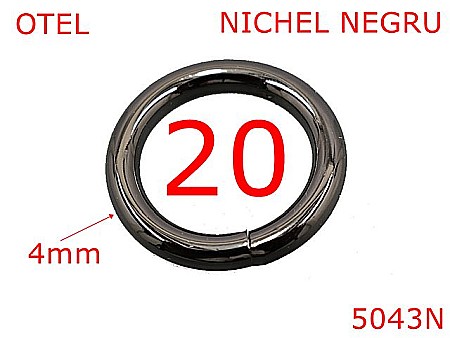 Inele rotunde - 5043N/Inel otel pentru marochinarie  incaltaminte-20-mm-otel-4-nichel negru-4k3----