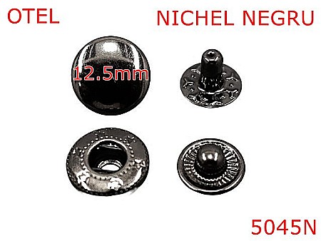 Butoni de manusa - 5045N/Buton manusa pentru articole  piele-12.5-mm-otel--nichel negru-----