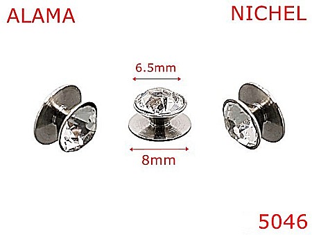 Harnasament - 5046/Ornament cu strass pentru pielarie-6.5-mm-alama--nichel-AF24----