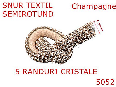 Snur textil - 5052/Snur textil cu strass-uri  semirotund-6.5-mm-textil--champagne-----