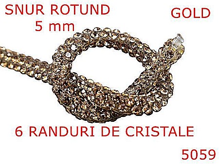 Snur textil - 5059/Snur plastic rotund pentru confectii-5-mm-plastic--gold-----