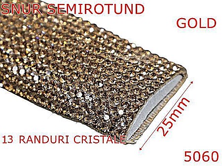 Snur textil - 5060/Snur textil semirotund pentru confectii-25-mm-textil--gold-----