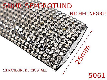 Snur textil - 5061/Snur textil semirotund pentru confectii-25-mm-textil--nichel negru-----