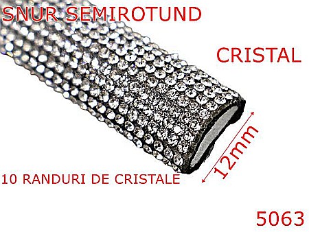 Snur textil - 5063/Snur textil semirotund pentru confectii-12-mm-textil--cristal-----