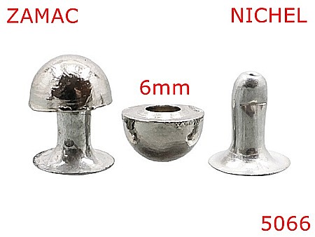Bumbi ornamentali - 5066/Ornament metalic calota semisferica-6-mm-zamac--nichel--AF23---