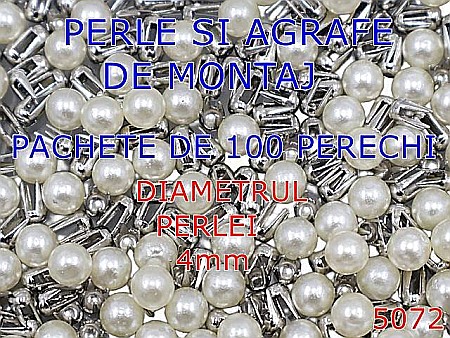 Accesorii confectii - 5072/Perle sidef cu agrafe de montaj-4-mm-plastic--sidef-----