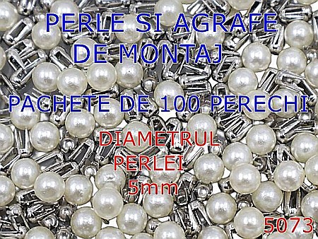 Accesorii confectii - 5073/Perle sidef cu agrafe de montaj-5.-mm-plastic--sidef-----