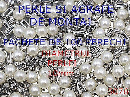 Accesorii confectii - 5076/Perle sidef cu agrafe de montaj-10-mm-plastic--sidef-----