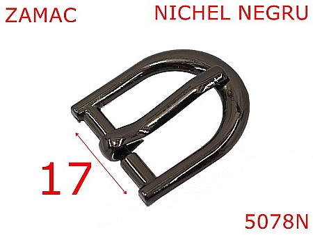 Catarame poseta - 5078N/Catarama semirotunda pentru posete si genti-17-mm-zamac--nichel negru-7B4-7B5---