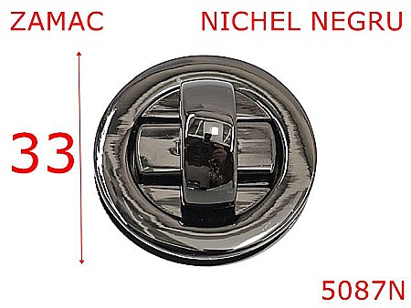 Inchizatori poseta - 5087N/Inchizatoare rotunda pentru poseta si geanta-33x33-mm-zamac--nichel negru--14C14---