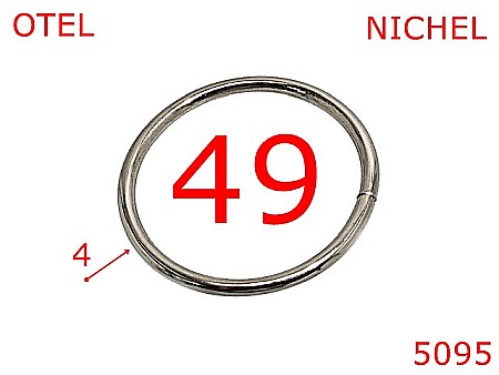 Inele rotunde - 5095/Inel rotund pentru genti si  posete marochinarie-49-mm-otel-4-nichel--4D2---
