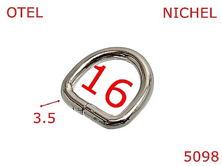 Inele D - 5098/Inel semirotund inalt pentru marochinarie-16-mm-otel-3.5-nichel--3B6---