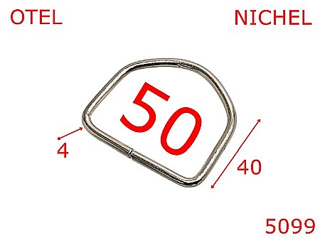 Inele D - 5099/Inel semirotund  pentru marochinarie-50-mm-otel-4-nichel--2G1---