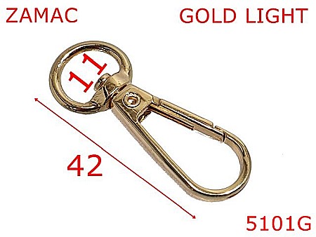 Carabine poseta - 5101G/Carabina inel rotund pentru posete si genti-11-mm-zamac--gold light--5P8---