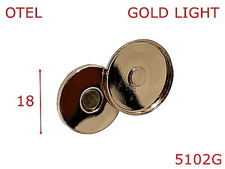 Magneti - 5102G/Magnet subtire cu capac pentru posete si genti-18-mm-otel-3-gold light-----