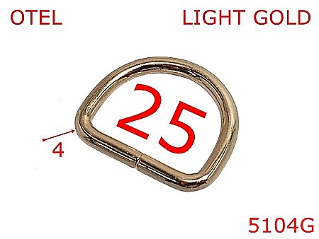 Inele D - 5104G/Inel semirotund inalt pentru marochinarie-25-mm-otel-4-gold light--2D4---