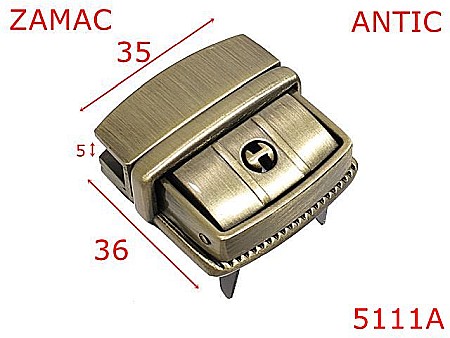 Inchizatori servieta - 5111A/Inchizator tik-tuk pentru poste ,servietesi borsete-35x36-mm-zamac--antic-----
