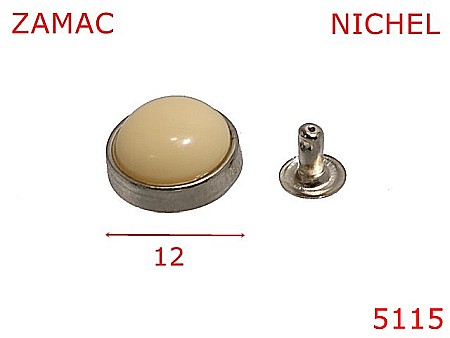 Accesorii metalice pentru marochinarie - 5115/Ornament semisferic -12-mm-zamac--bej--10A4---