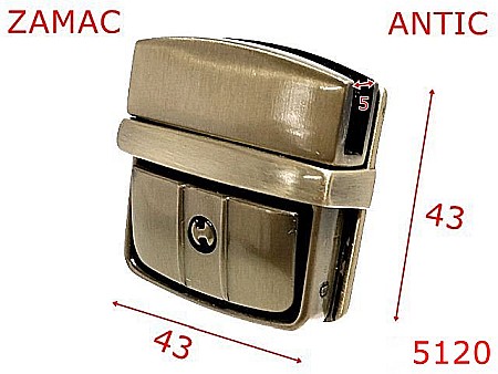 Inchizatori servieta - 5120A/inchizatoare servieta sau borseta-43x43-mm-zamac--antic-----