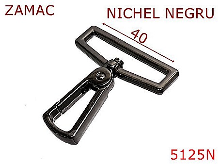 Carabine poseta - 5125N/Carabina pentru genti  posete sau borsete-40-mm-zamac--nichel negru--5A7---