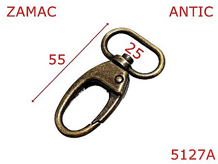 Carabine poseta - 5127A/Carabina pentru genti  posete sau borsete-25-mm-zamac--antic--6A5---