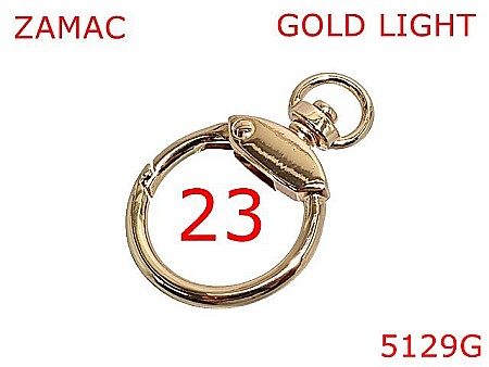 Carabine poseta - 5129G/Carabina inel rotund pentru posete si genti-23-mm-zamac--Gold light--6i4-6i6