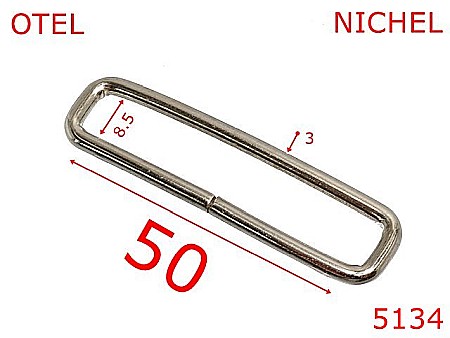Inele dreptunghiulare - 5134/Inel rectangular ingust-50-mm-otel-3-nichel-3L4----