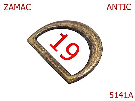 Inele D - 5141A/Inel semirotund pentru genti posete borsete-19-mm-zamac--antic-2G8----