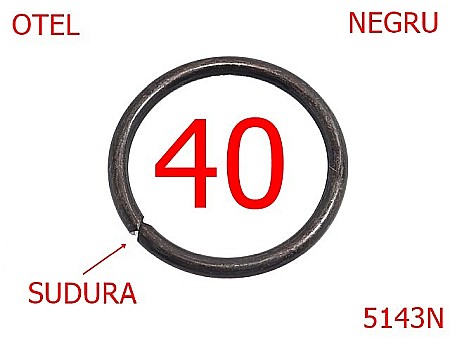 Inele sudate - 5143N/Inel rotund sudat  pentru marochinarie-40-mm-otel-5-negru-4i5----