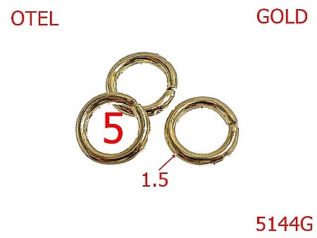 Inele rotunde - 5144G/Inel rotund pentru legatura accesorii-5-mm-otel-1.5-gold light-4F6----