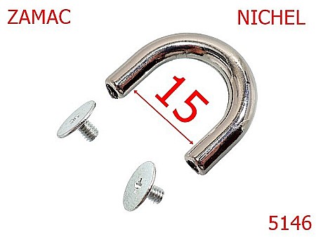 Sustinatori poseta - 5146/Sustinator semirotund montat cu suruburi-15-mm-zamac--nichel-----