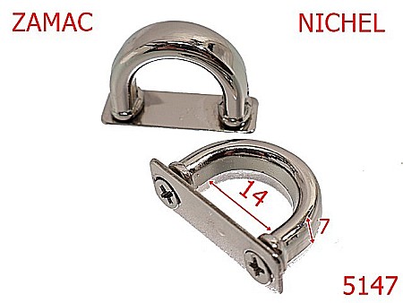 Sustinatori poseta - 5147/Sustinator semirotund montat cu suruburi-14-mm-zamac--nichel-----