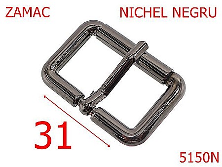 Catarame poseta - 5150N/Catarama pentru geanta  poseta  marochinarie-31-mm-zamac--nichel negru-7B4----
